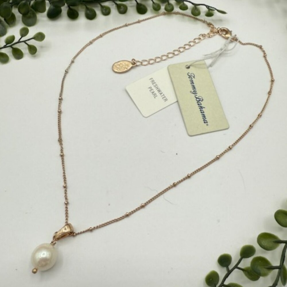 Tommy Bahama Gold Tone Pearl Drop Necklace, NWT